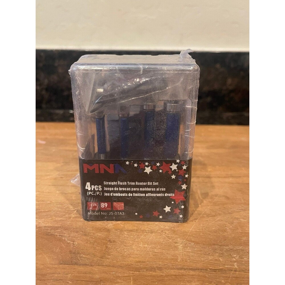 MNA 4-Piece Straight Flush Trim Router Bit Set — New